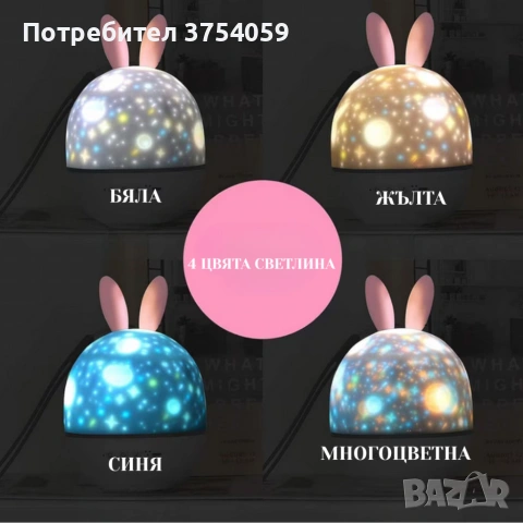 Очарователна нощна лампа и проектор 2 в 1, снимка 3 - Детски нощни лампи - 55201999