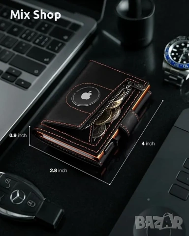 Нов Портфейл AirTag от естествена кожа с RFID , снимка 6 - Портфейли, портмонета - 54688343