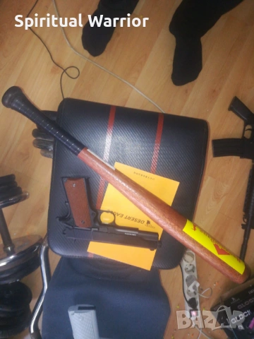 Спрингов Метален пистолет Colt 1911 + Дървена Бейзболна бухалка! 