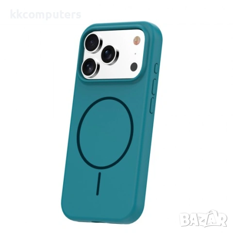 Кейс Silicone Thin Mag за iPhone 17 (6.3), тюркоазен и Протектор, снимка 2 - Калъфи, кейсове - 54856028