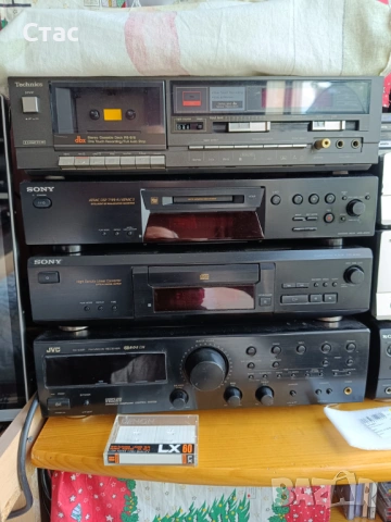 Sony диск, минидиск Sony 3speed,ресивер Jvc, дек сTehcnics