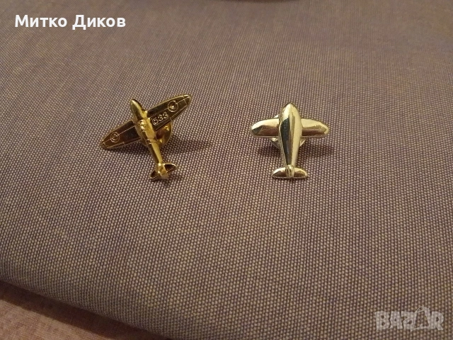 Sportfire airplane lapel pins позлатена значка с винт самолет и втора посребрена