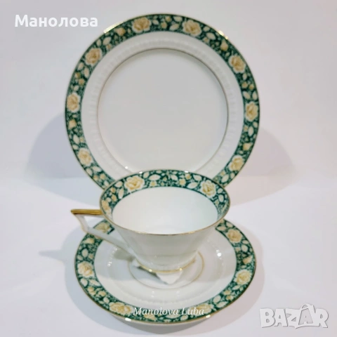 Троен комплект, порцеланова чаша за чай Schumann Bavaria., снимка 4 - Други ценни предмети - 54011890