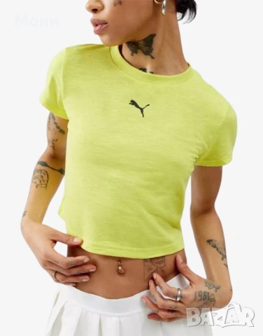 PUMA Dare To Baby Tee Yellow  Дамска тениска PUMA в жълт цвят от серията Dare To, изработена от висо