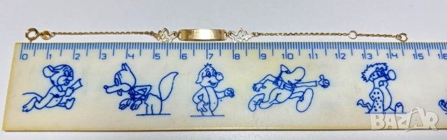 Златна Детска Гривна с плочка 1,266 грама 14K(проба 585) , снимка 2 - Гривни - 54945485