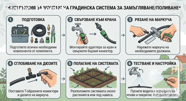 Комплект за охлаждане на тераси и градини с месингови дюзи - 25 метра, снимка 2 - Градинска техника - 54520580