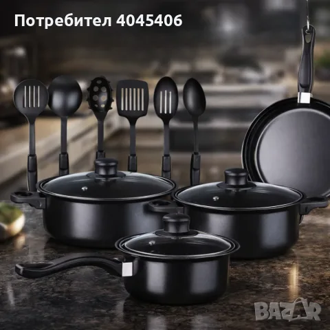 Комплект съдове за готвене от 13 части,незалепващо покритие