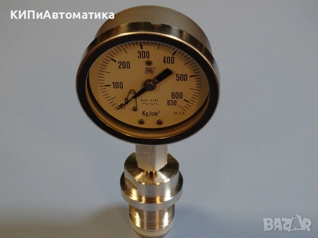 Манометър с мембранен разделител Nuova Fima AISI 316L Ф100 0-630 kg/cm2, снимка 2 - Резервни части за машини - 54525816