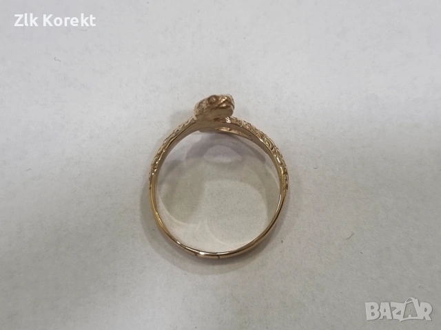 Дамски златен пръстен във формата на змия, снимка 4 - Пръстени - 55014033