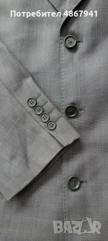 Giorgio Armani Grey Super 140s Wool Blazer, снимка 8 - Сака - 55421338
