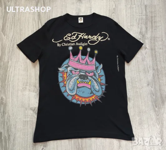 Y2K Ed Hardy Bulldog Tee Shirt М размер в отлично състояние, снимка 3 - Тениски - 55480687