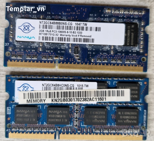 Nanya 2x2 gb DDR3 SODIMM laptop memory