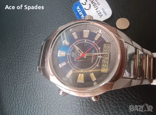 Мъжки  Casio Edifice EFA-128D-2AV с нова батерия Varta 371, снимка 2 - Мъжки - 55690313