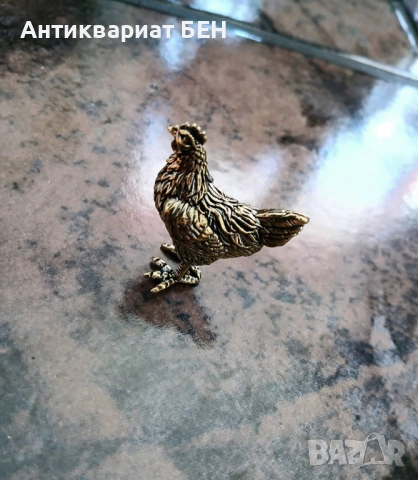 🐔 Миниатюрна метална кокошка, снимка 3 - Антикварни и старинни предмети - 54008382