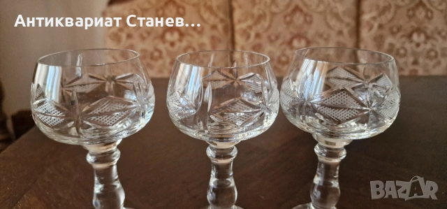 Комплект от 9 броя кристални чаши с ръчно изпълнен шлиф, снимка 13 - Чаши - 55286385