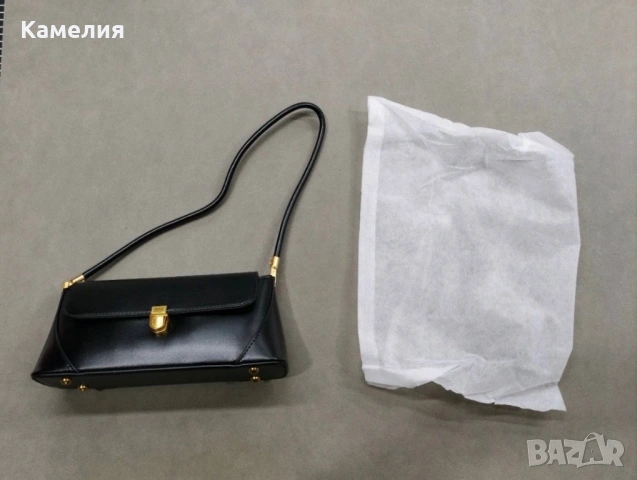 Елегантна дамска чанта с капак и златна ключалка - 4 цвята - НОВА, снимка 4 - Чанти - 54947740