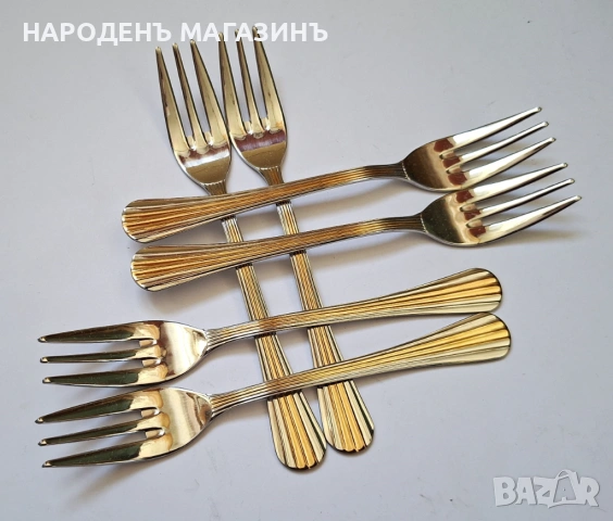 ЕМЕ - ACCIAIO & ORO - Италия - НОВ сервиз позлатени десертни вилички 24 карата злато - 12 броя , снимка 5 - Други ценни предмети - 54767205