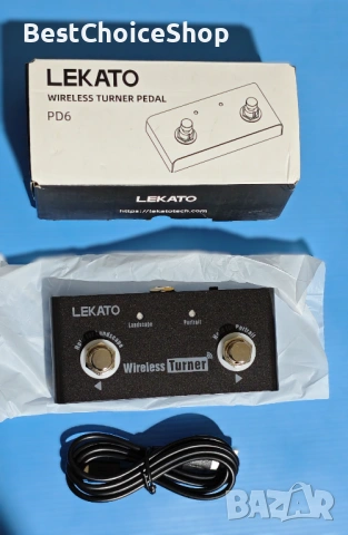LEKATO Безжичен педал за превключване на страници Bluetooth. LEKATO Loop Pedal Tuner Switch Control