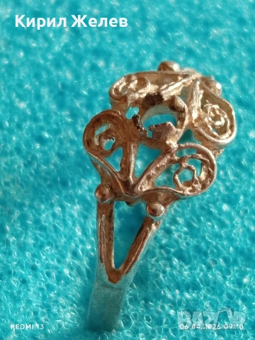 Сребърен пръстен филигранна изработка възрожденски стил 26304, снимка 5 - Пръстени - 54104048