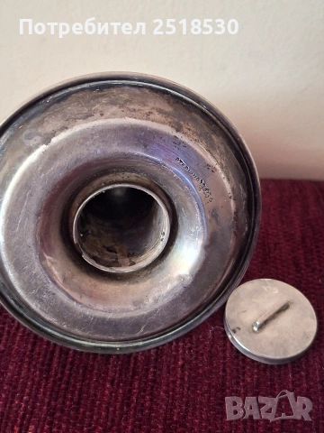 Старинен сребърен свещник, снимка 3 - Антикварни и старинни предмети - 54178722