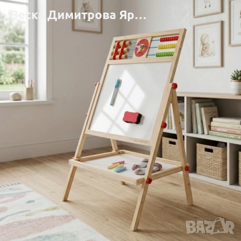 Мултифункционална образователна детска дъска с дървена рамка – за писане, рисуване и обучение, снимка 5 - Други - 54127528
