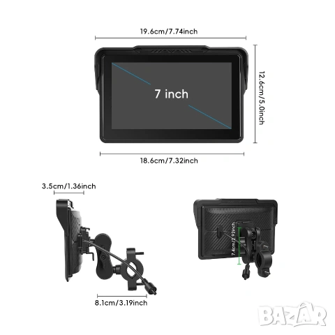 7" Навигация за Мотоциклет Мултимедия за мотор CarPlay Android Auto Водоустойчива IP67 Дисплей мото, снимка 14 - Аксесоари и консумативи - 55230098