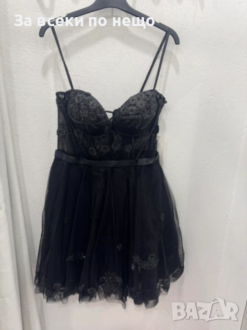 Дамска Елегантна Къса Рокля С Дантела И Тюл - 2 Цвята Код Roni26, снимка 3 - Рокли - 54011577