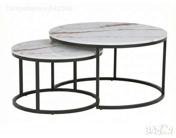 Комплект две масички за хол мрамор бяло