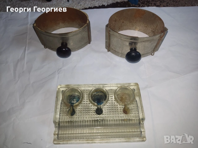 Стъклена мастилница с две попивателни преси