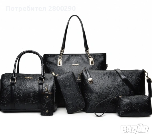 👜✨ КОМПЛЕКТ ОТ 6 БРОЯ ЛУКСОЗНИ ДАМСКИ ЧАНТИ – ЧЕРЕН ЦВЯТ ✨👜, снимка 2 - Чанти - 54875207