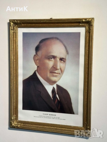 Голям Портрет на Тодор Живков, снимка 2 - Антикварни и старинни предмети - 54118683