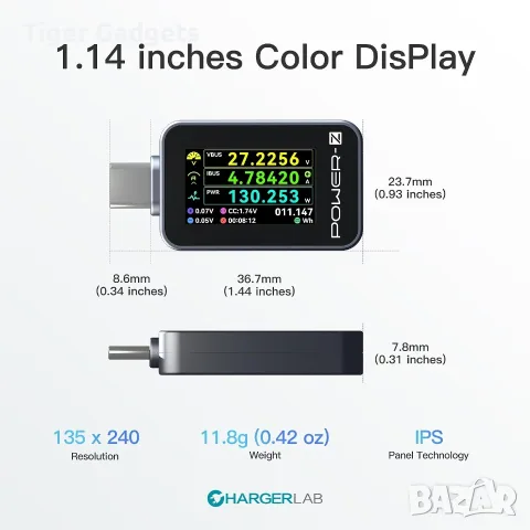 Power-Z C240 USB-C тестер 240W с цветен дисплей, PD 3.1, QC 5.0, USB Type-C, снимка 3 - Кабели и адаптери - 55588604