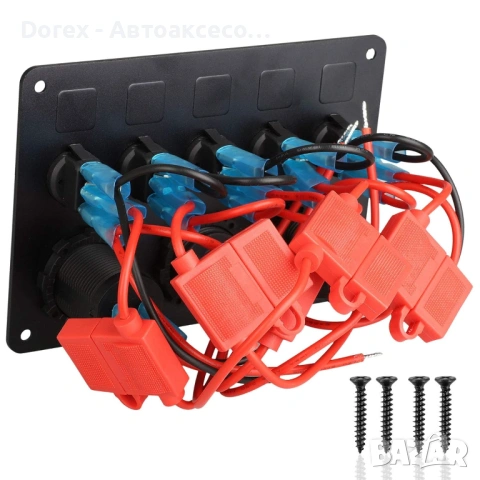 Панел за вграждане с 5 бутона, USB, 12V и волтметър, снимка 2 - Аксесоари и консумативи - 54839649