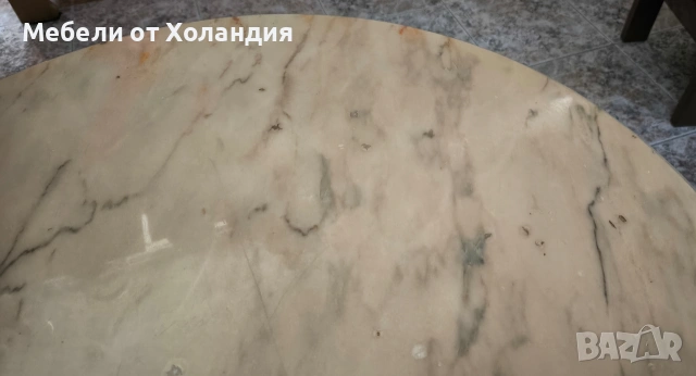 Кръгла холна маса с бронзови крака, снимка 5 - Маси - 54881182