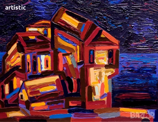 Генко Генков, живописен морски пейзаж от Несебър, снимка 3 - Картини - 54207957