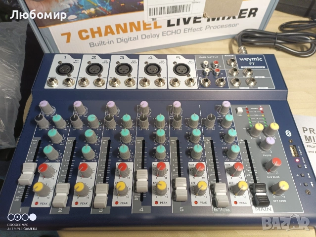 Професионален миксер | 7-канален 2-шинен миксер за запис на DJ сценична караоке музика , снимка 5 - Ресийвъри, усилватели, смесителни пултове - 54969036