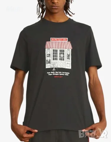 PUMA Graphics Cafe Mens Tee Black  Мъжката тениска PUMA черен цвят съчетава комфорт