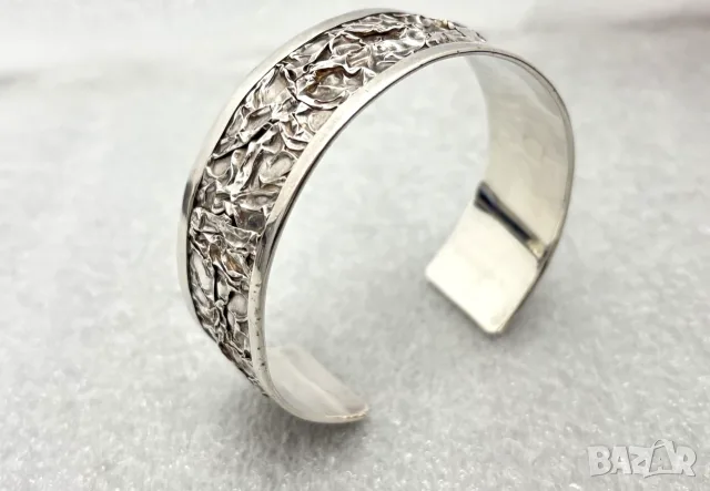 Сребърна Гривна (проба 925)- 30,73 гр. /ръчна изработка/, снимка 2 - Гривни - 53339479