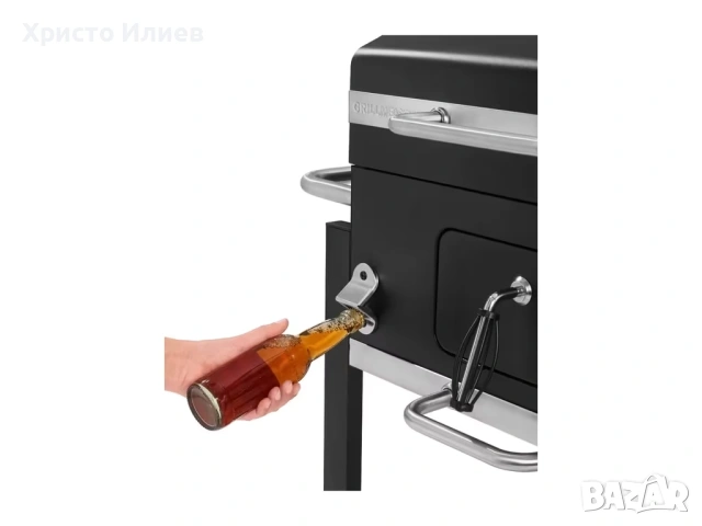 Барбекю на дървени въглища с колела  за градината Grillmeister, снимка 5 - Барбекюта - 54501117