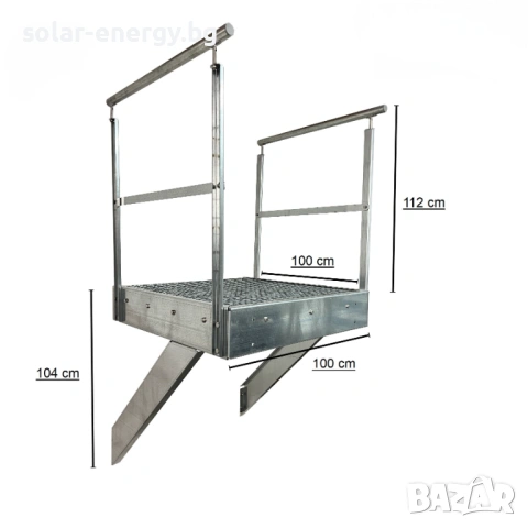 Метална площадка за стълби 100x100 см | Поцинкована | С или без парапети, снимка 4 - Други - 54236099