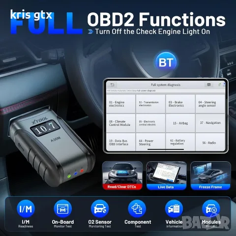 XTOOL AnyScan A30М – Професионална OBD 2 безжична автомобилна диагностика Двупосочен тест, снимка 4 - Аксесоари и консумативи - 55316910