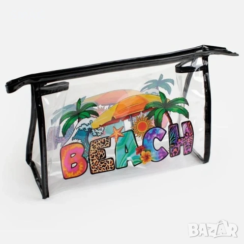 Летен несесер PVC прозрачен Beach 27x10x17 см_1262005