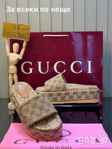 Gucci Дамски Чехли С Кристали🩴Дамски Чехли С Камъни Гучи - 2 Цвята Код SK1362
