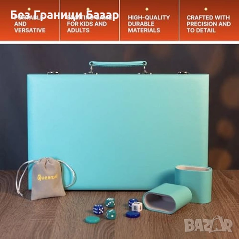 Нова Класическа настолна игра табла тюркоазен сет 32 пулове подаръчна кутия, снимка 6 - Шах и табла - 54923607