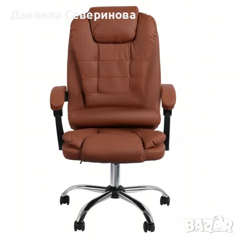 Ергономичен офис стол с лумбална опора от еко кожа – комфорт за дълги часове без болки, снимка 3 - Столове за офис - 55314291