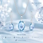 Комплект бижута Pear Shape с кристали Swarovski Aquamarine Shimmer – колие и висящи обеци, снимка 2