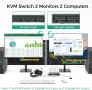 Suidek 2-входов 2-изходов 4к@60Hz DispayPort KVM превключвател с USB 3.0 портове нов, снимка 4