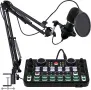 RUBEHOOW Mixer Kit с жива звукова карта, DJ контролер и микрофон, снимка 1