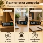 Електронен настолен LED часовник с термометър аларма постоянно светещ на ток USB за дома офиса нов, снимка 6