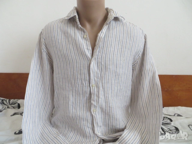 Мъжки ризи с дълъг ръкав от лен , снимка 5 - Ризи - 36533167